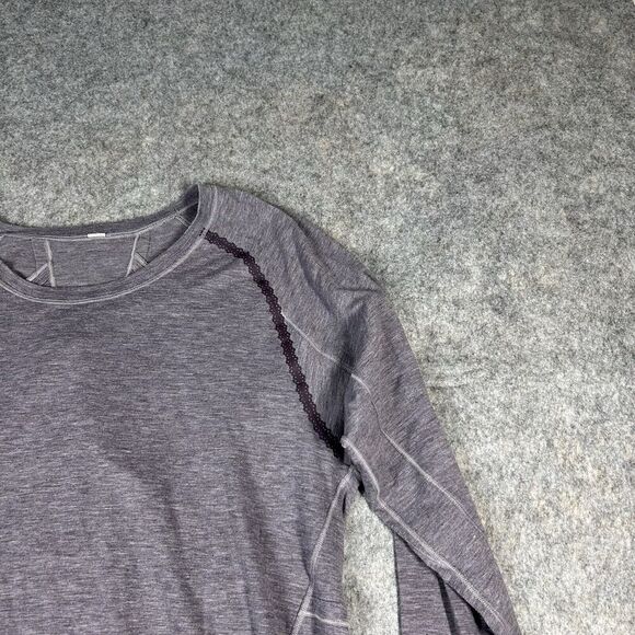 Lululemon Shirt Women’s 6 Stop Drop And Squat Long Sleeve Tee Purple Twist Back - Picture 2 of 6
